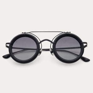 James Oro Blacked Out Alchemist Round Sunglasses